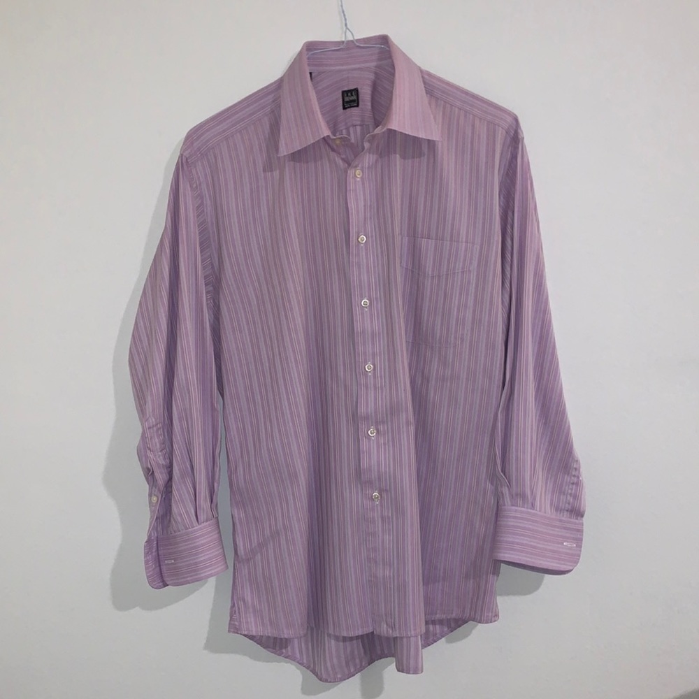 Ike Behar Pink and White Stripe Dress Shirt